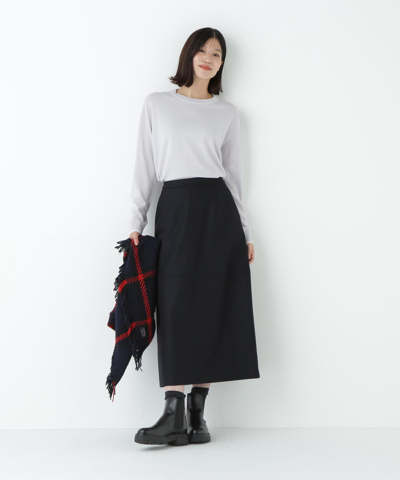 ウールサキソニーコクーンスカート