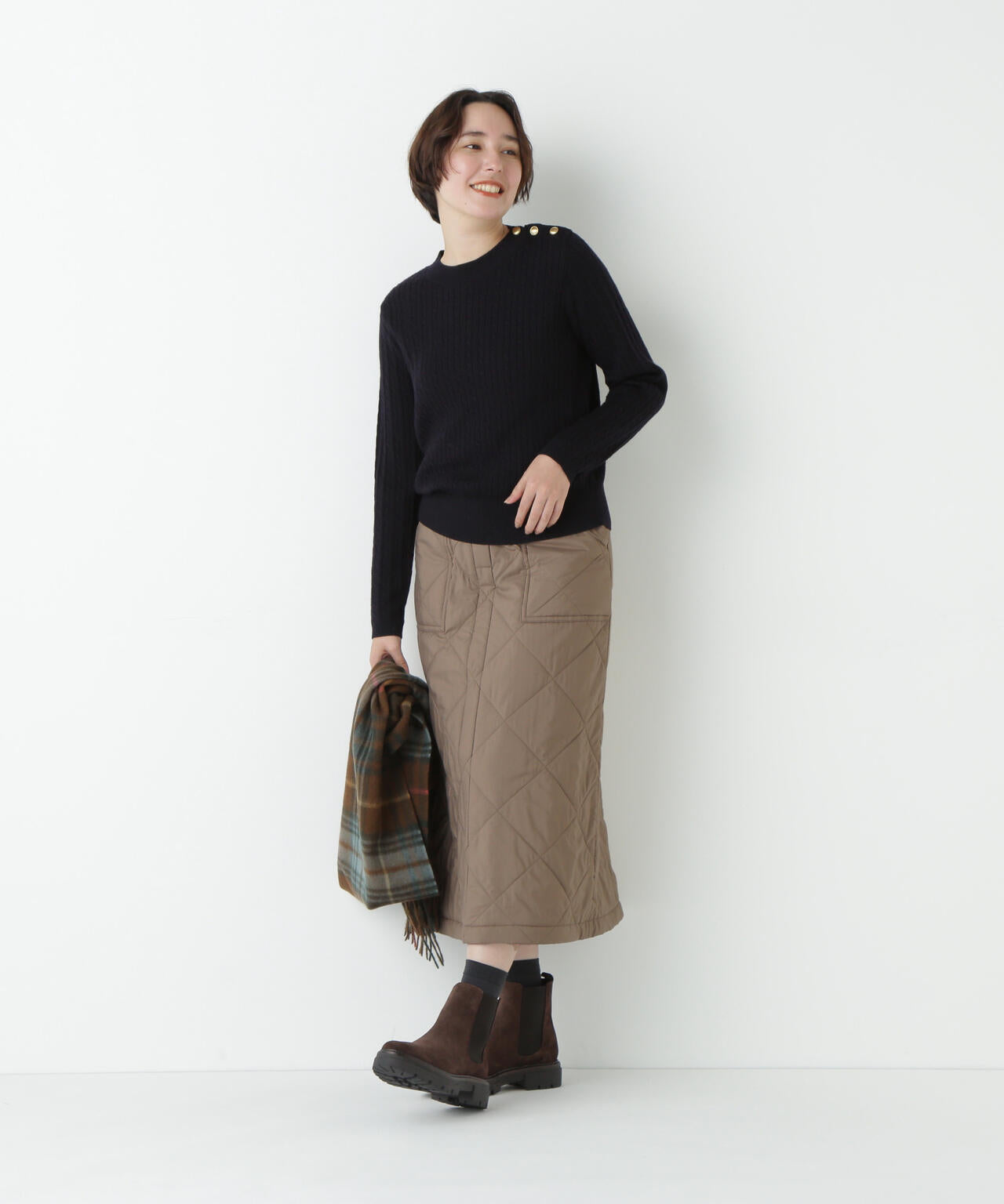キルティングベイカーＡラインスカート