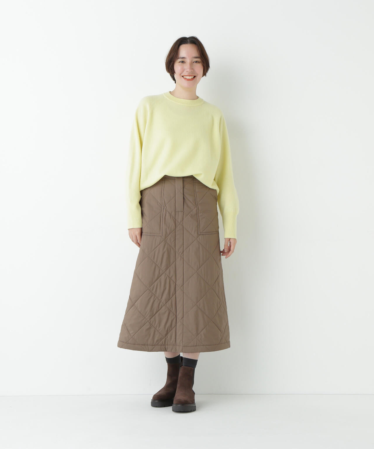 キルティングベイカーＡラインスカート