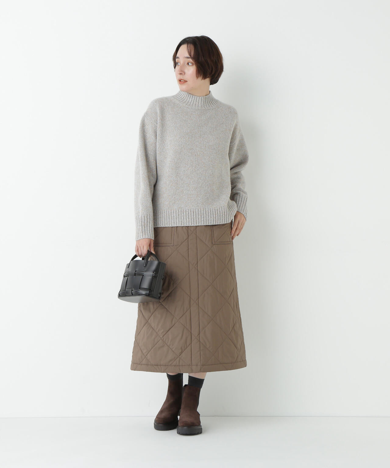 キルティングベイカーAラインスカート | human woman（ヒューマン