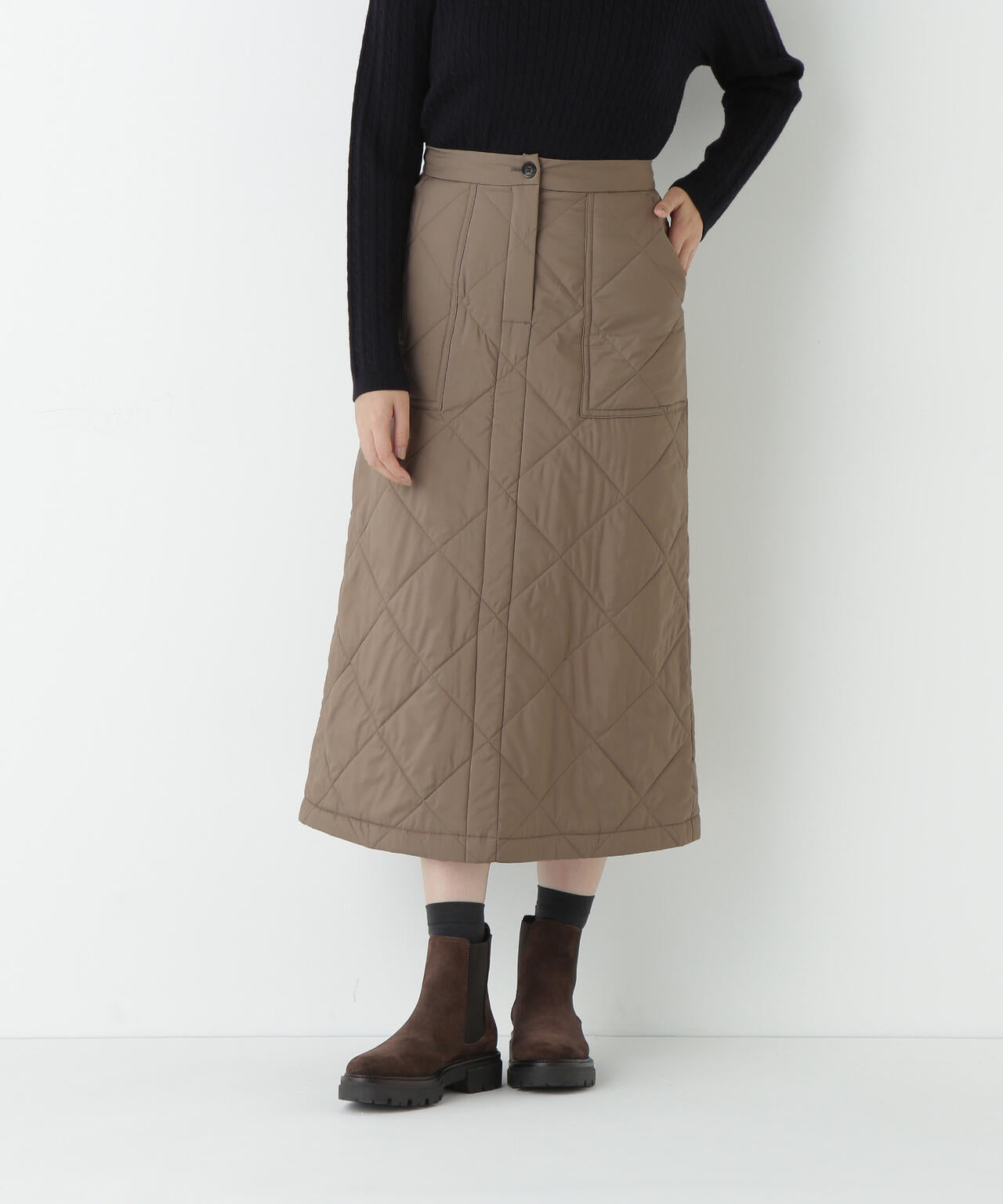 キルティングベイカーAラインスカート | human woman（ヒューマン