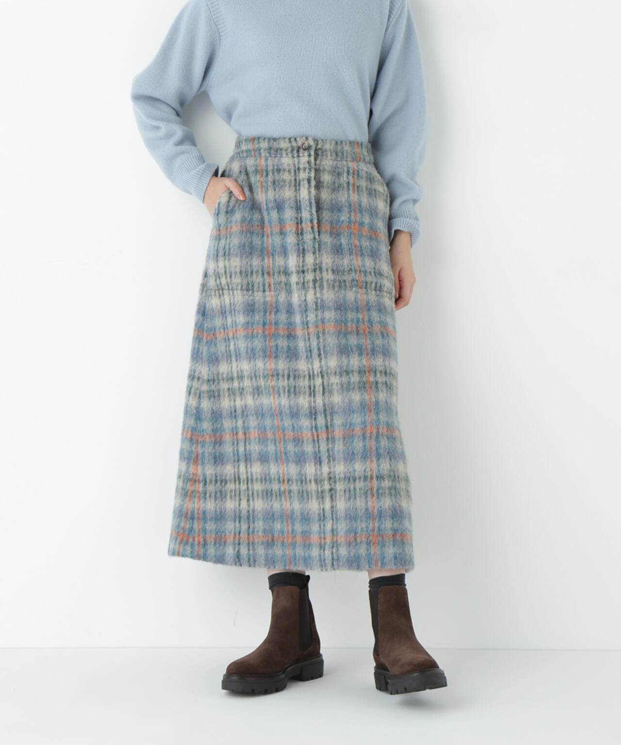 シャギーチェックベイカーＡラインスカート
