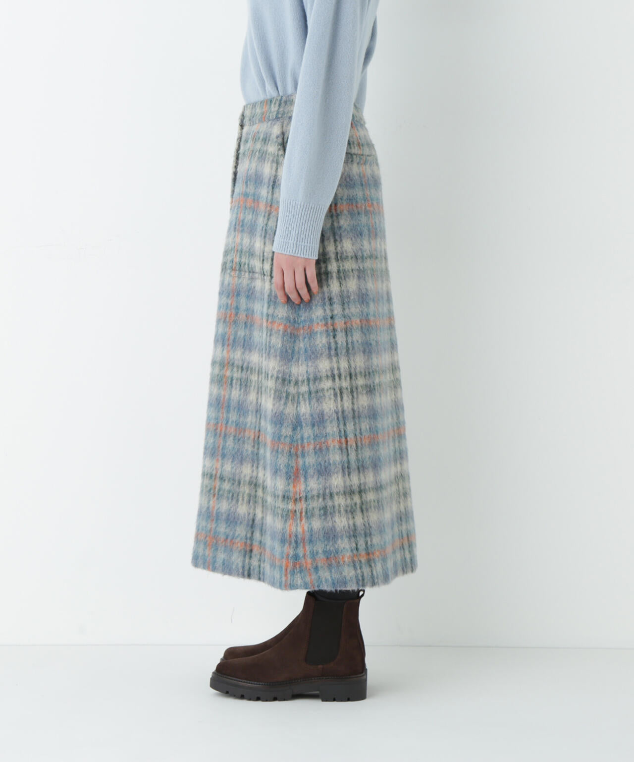 シャギーチェックベイカーＡラインスカート
