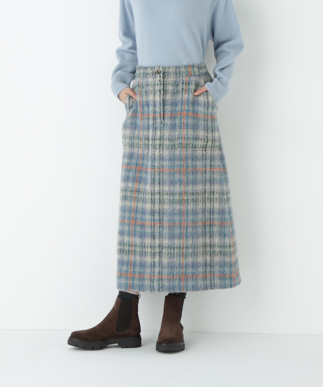シャギーチェックベイカーＡラインスカート
