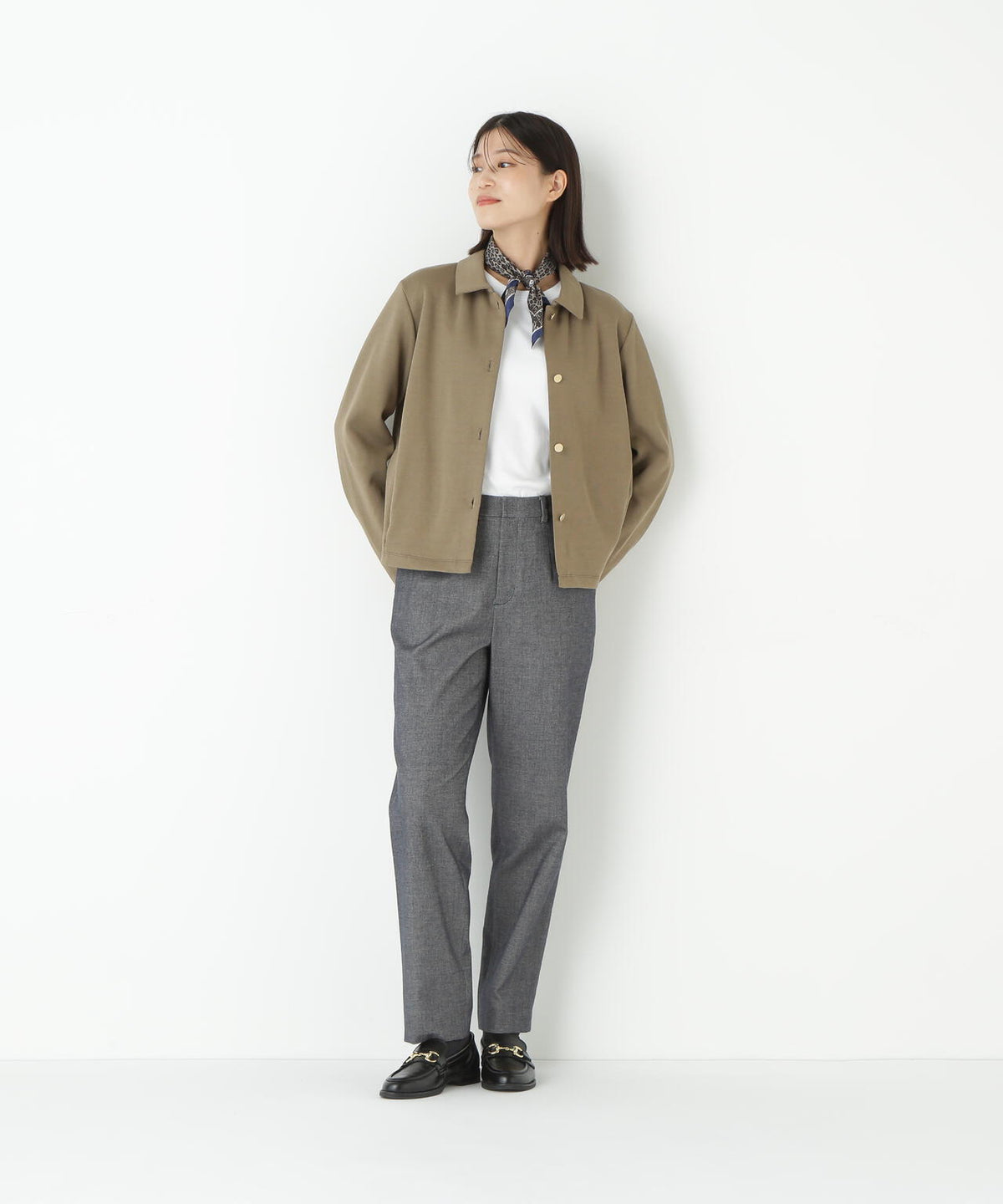 ピケスエードスリムストレートパンツ
