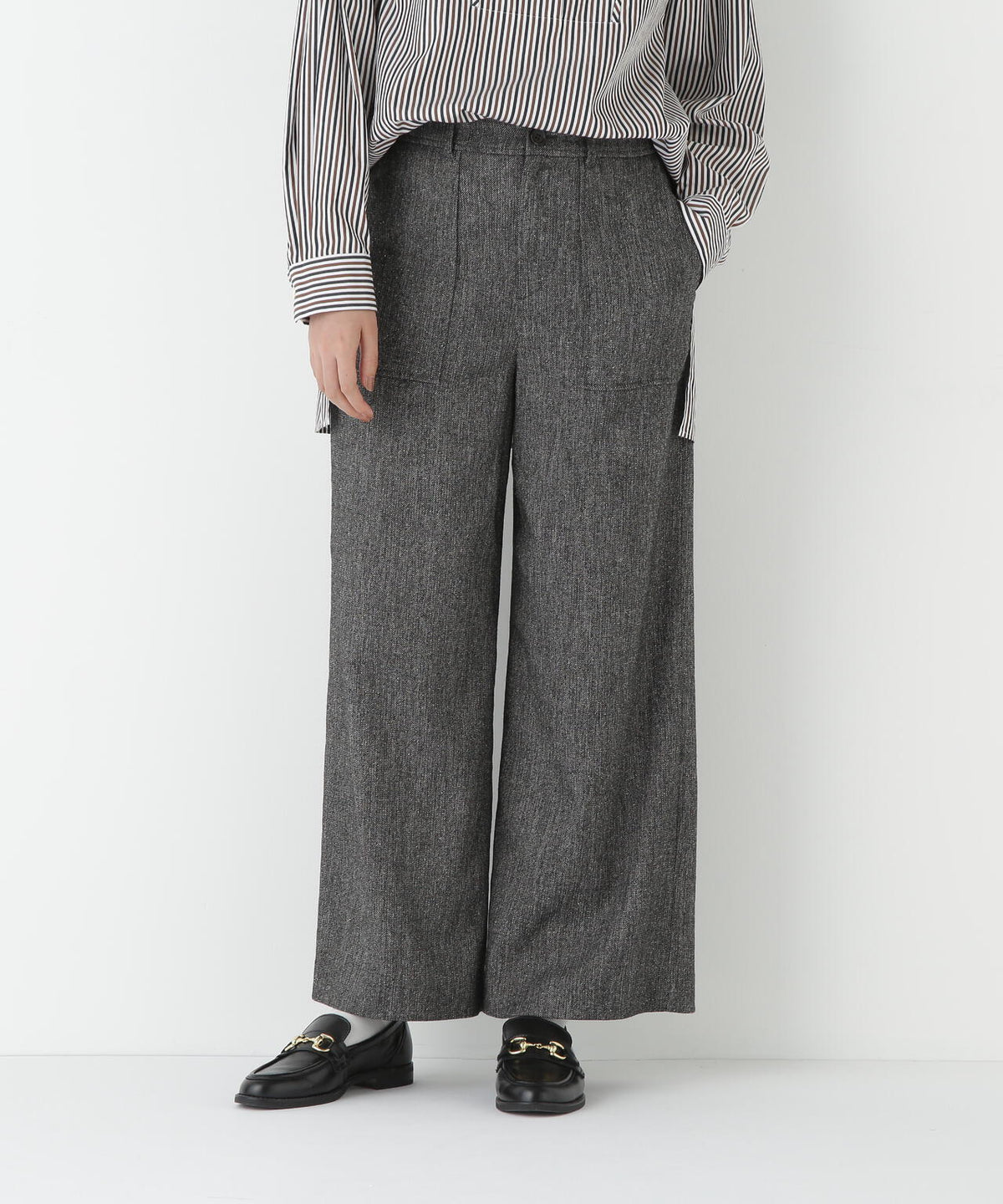 シルクネップツイルツィードベイカーセミワイドパンツ