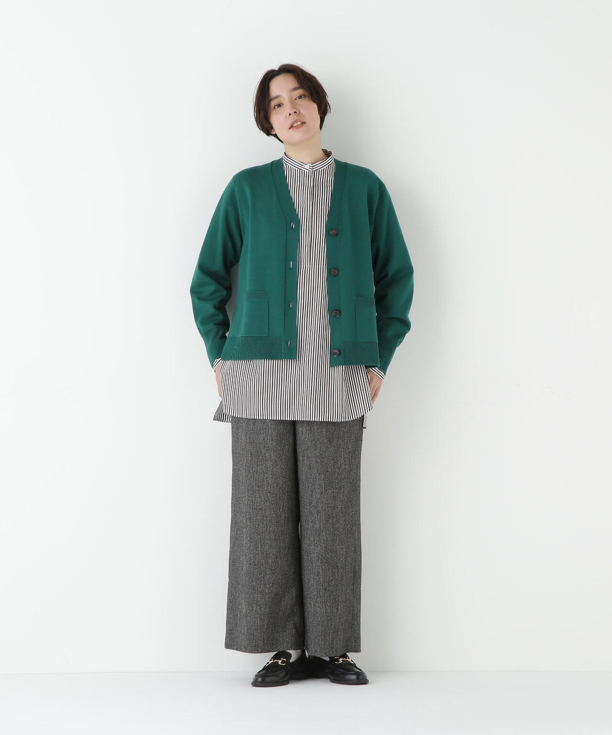 シルクネップツイルツィードベイカーセミワイドパンツ