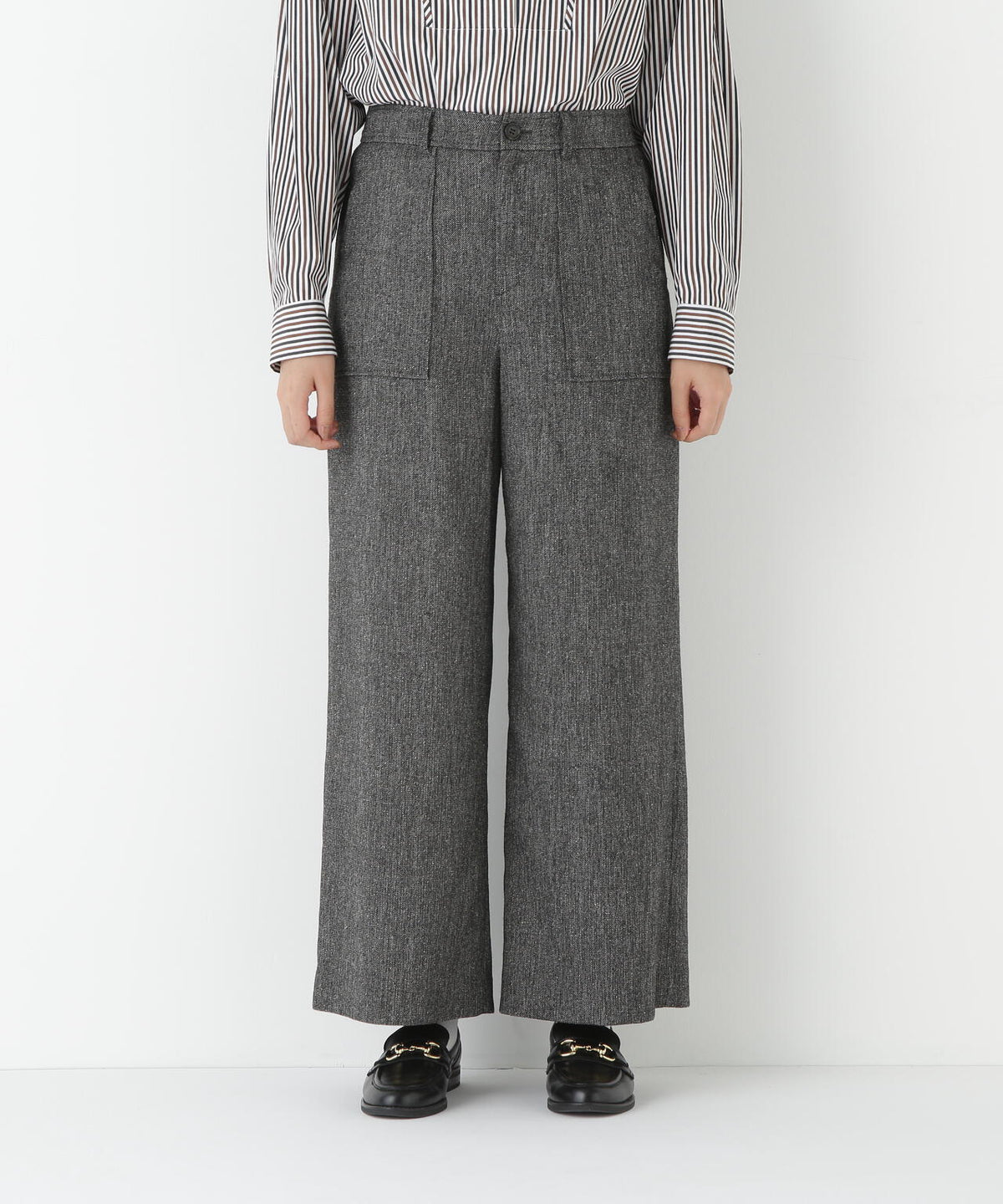 シルクネップツイルツィードベイカーセミワイドパンツ