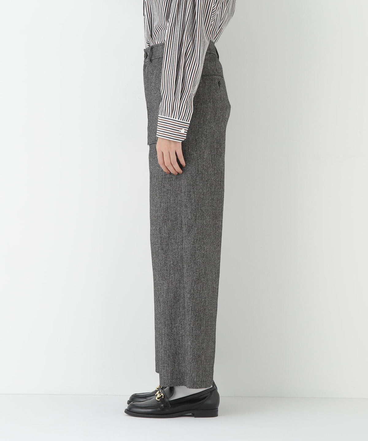 シルクネップツイルツィードベイカーセミワイドパンツ