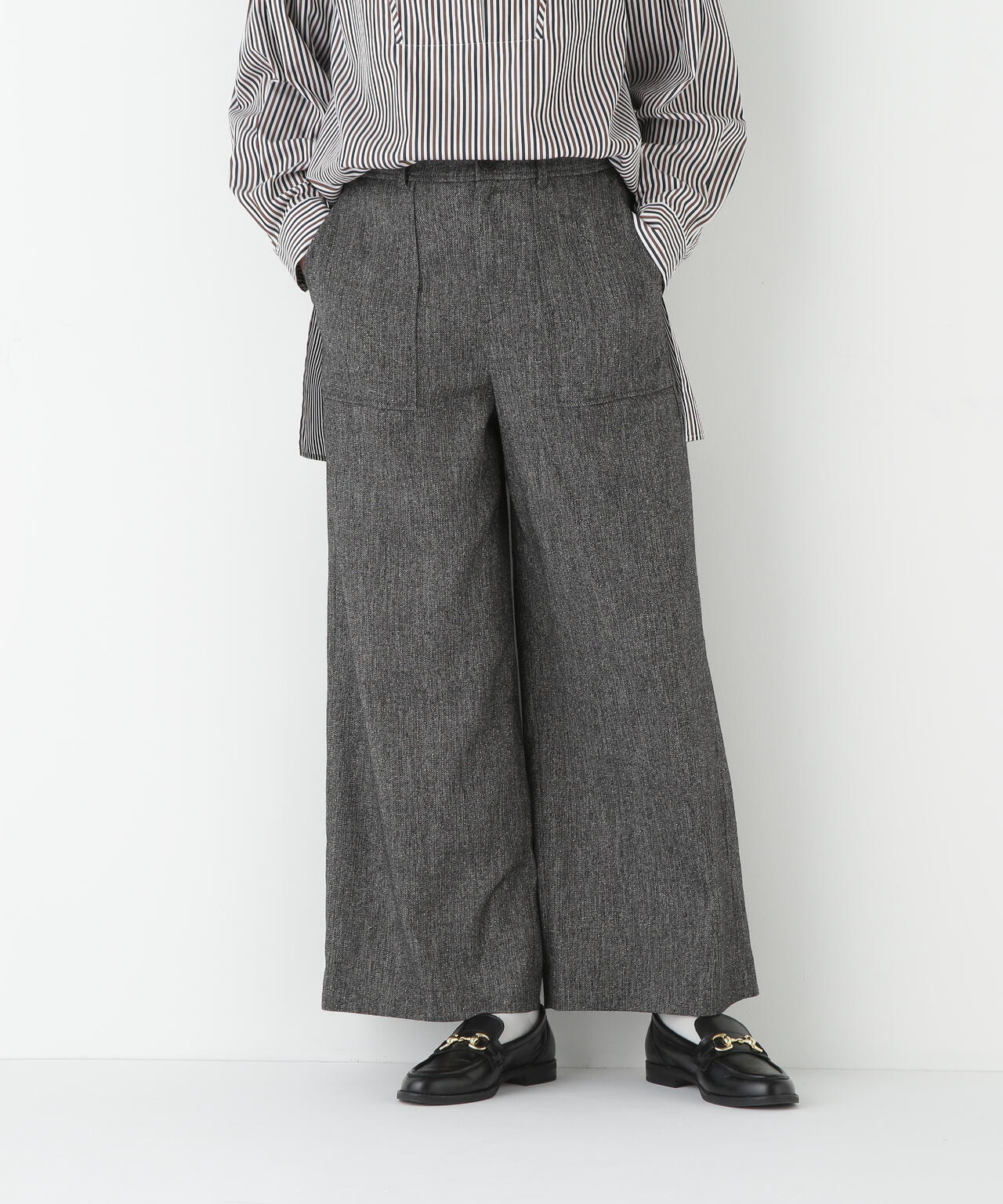 シルクネップツイルツィードベイカーセミワイドパンツ