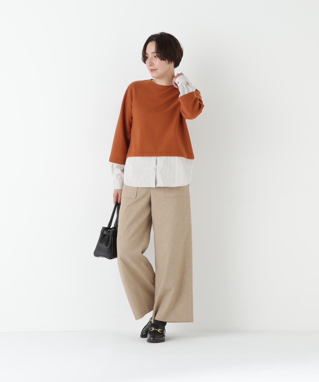 シルクネップツイルツィードベイカーセミワイドパンツ | human woman