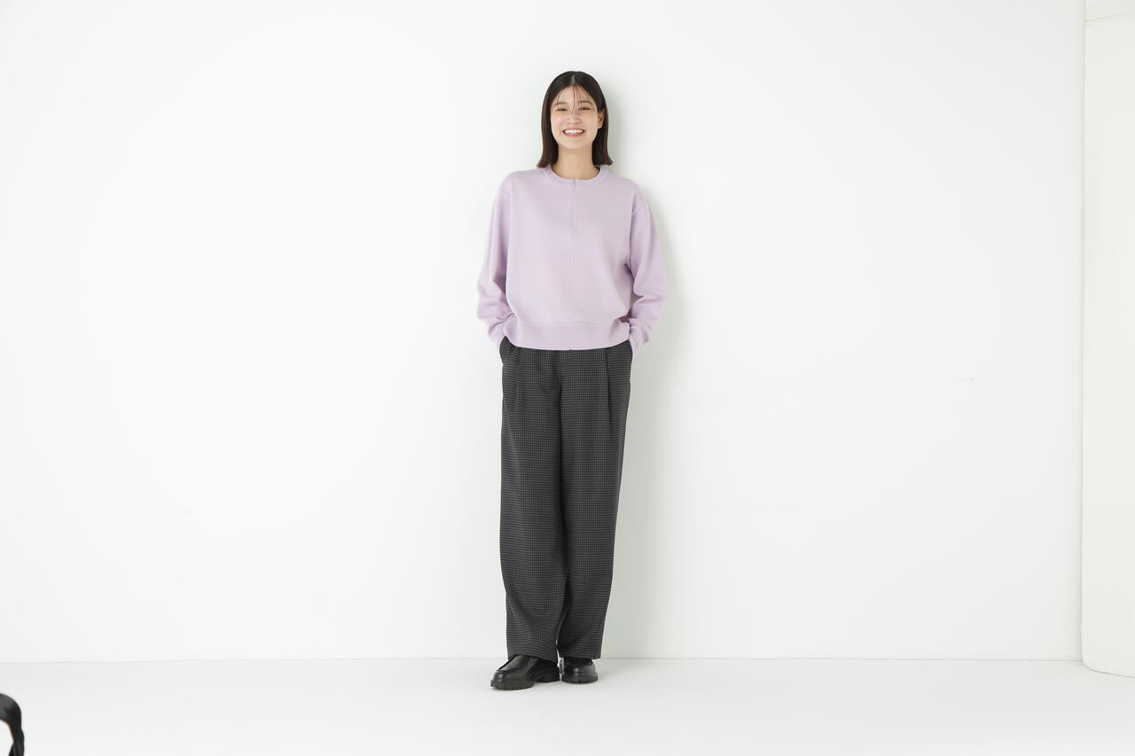 先染めチェックタックセミワイドパンツ