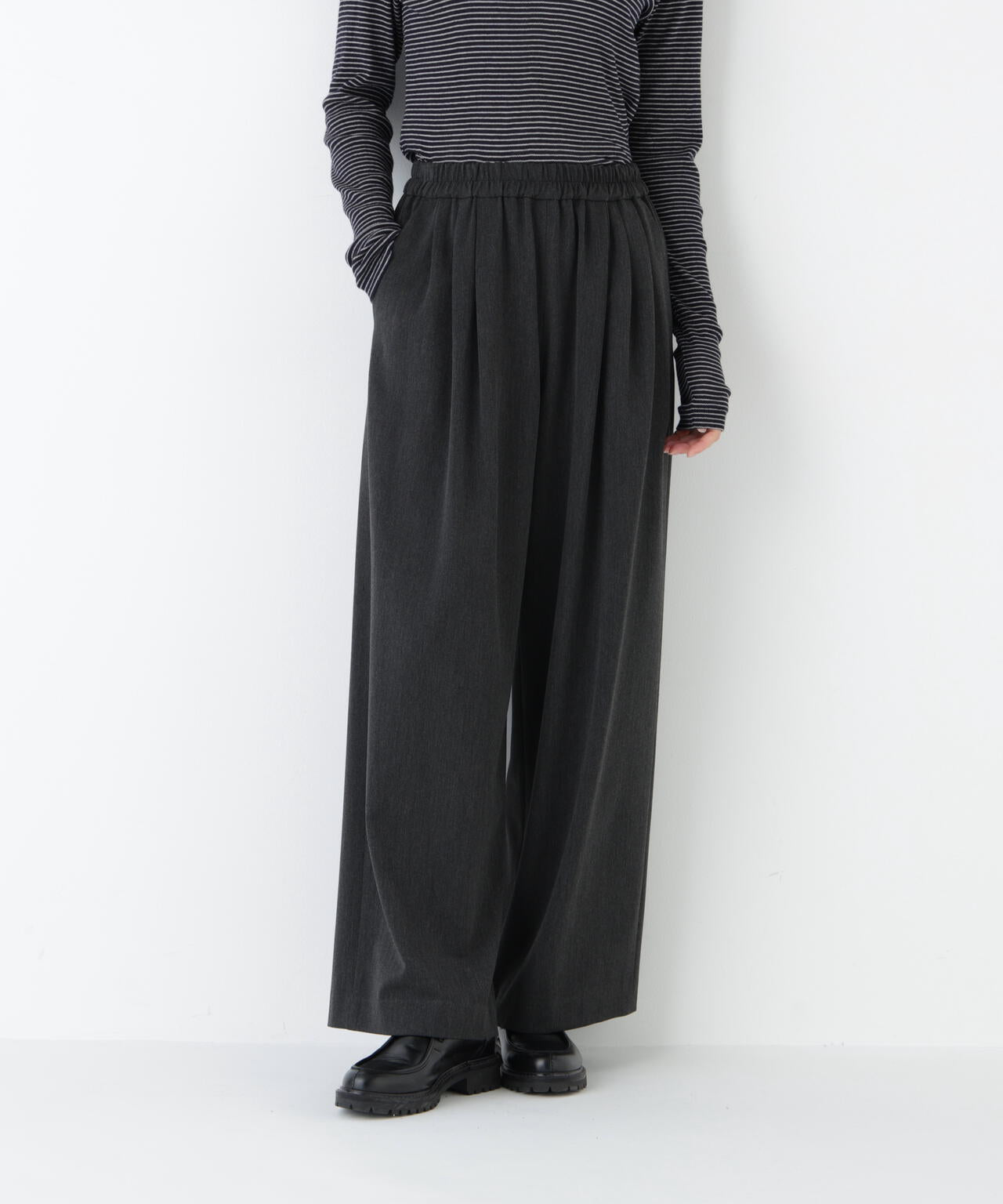 ≪ウォーム素材 / 洗える≫裏起毛イージーワイドパンツ