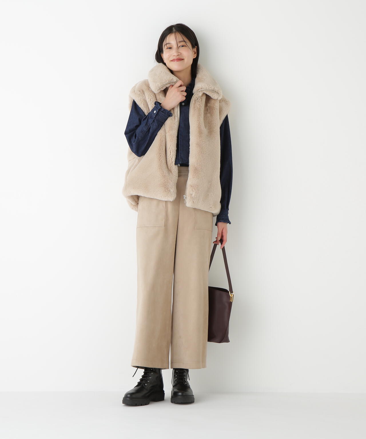 ストレッチスェードベイカーガウチョパンツ