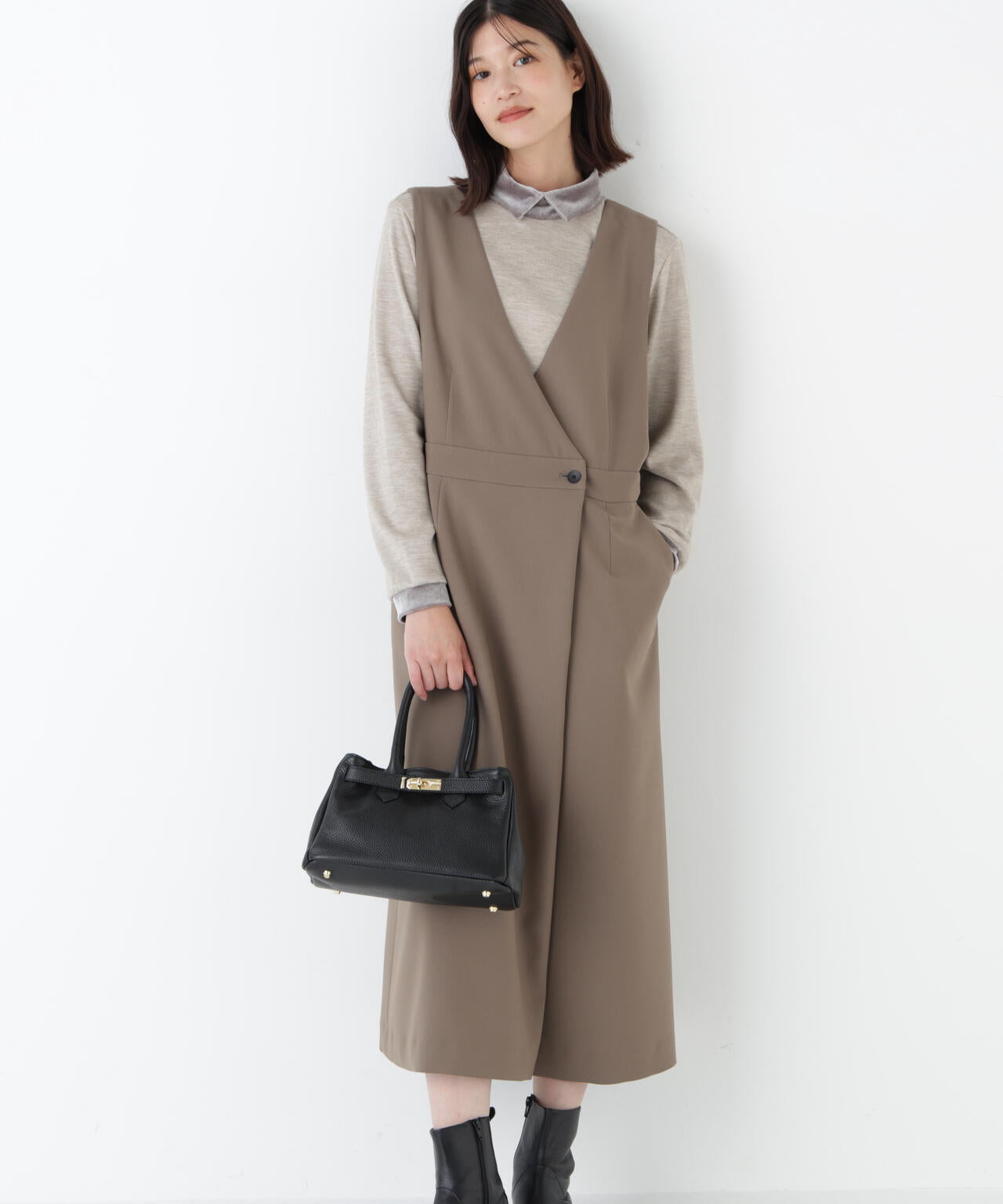 ≪洗える≫ＴＲダブルクロス ジャンパースカート