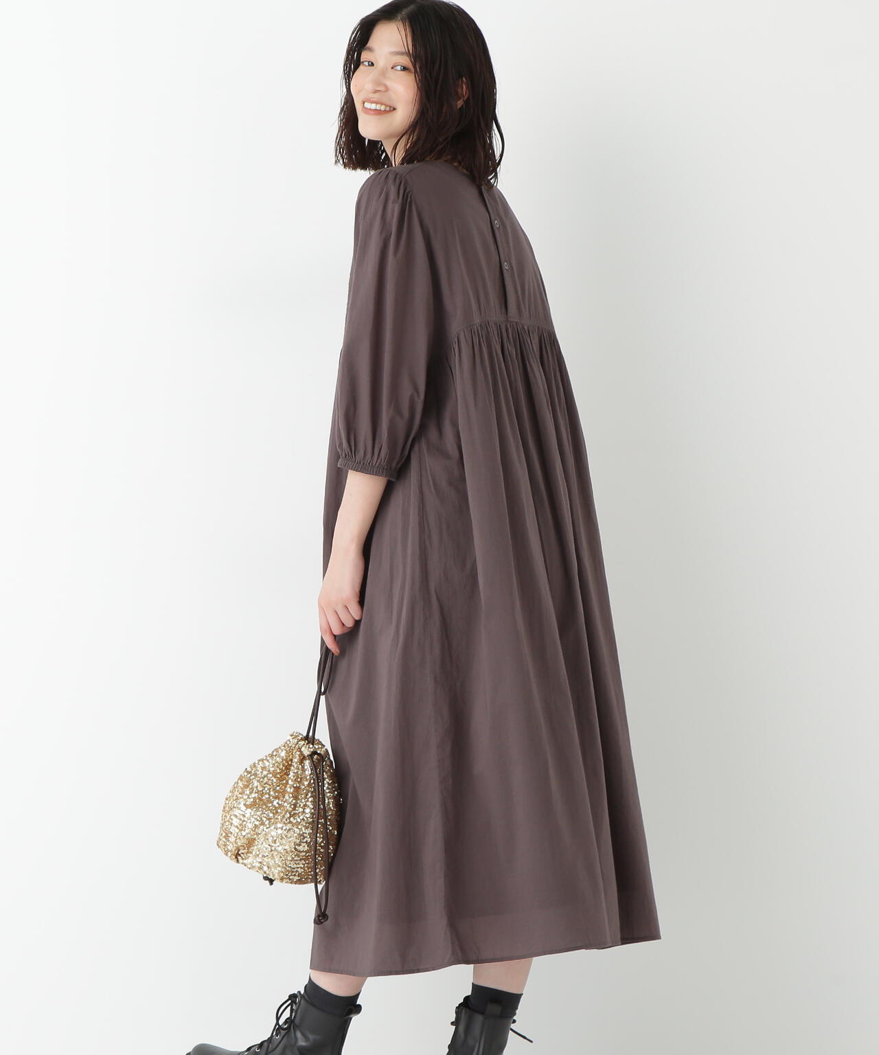 インドコットンボイルキルティングドッキングワンピース