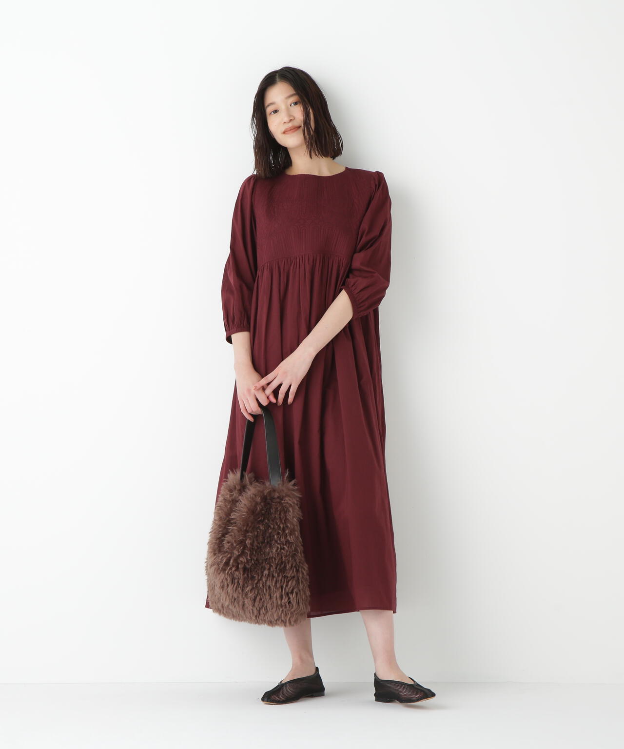 インドコットンボイルキルティングドッキングワンピース