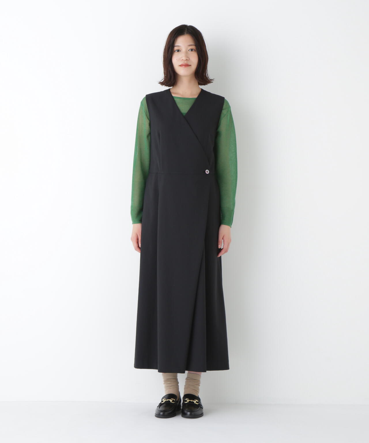 Ｔ／ＴＡツイルラップ風ノースリーブワンピース