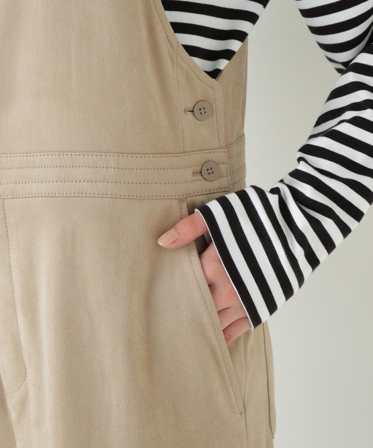 ストレッチスェードオーバーオール