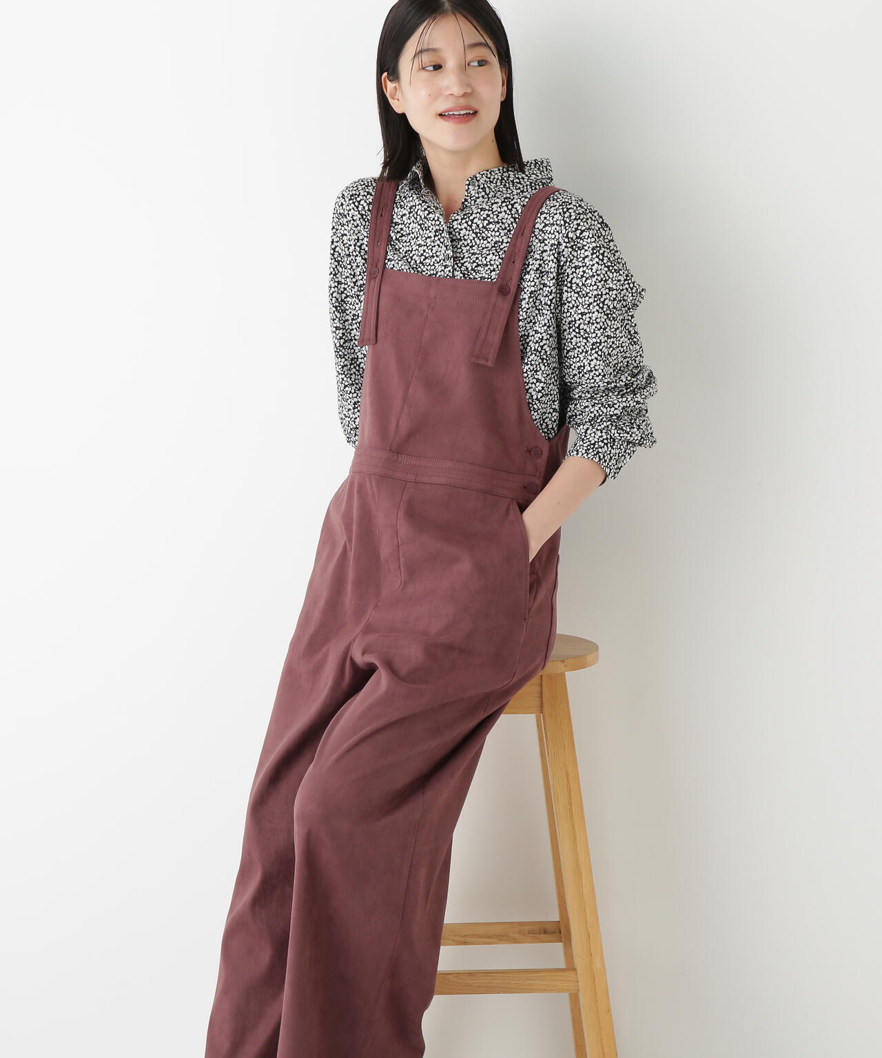ストレッチスェードオーバーオール