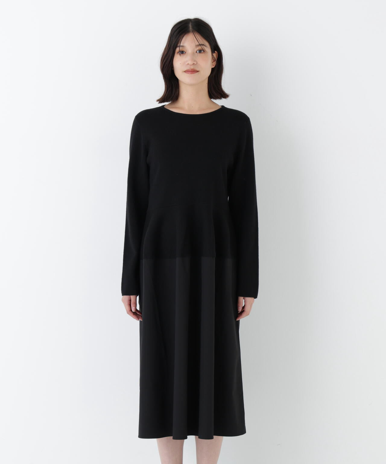 ≪洗える≫タフタドッキングニットワンピース