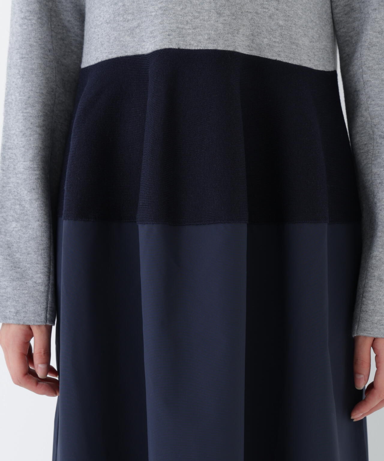 ≪洗える≫タフタドッキングニットワンピース