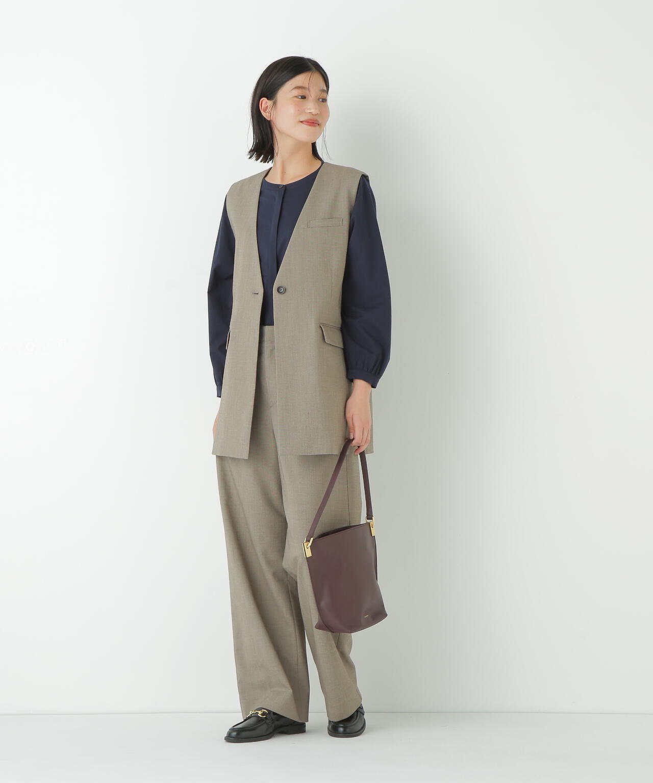 強撚シャークスキンノーカラージレ