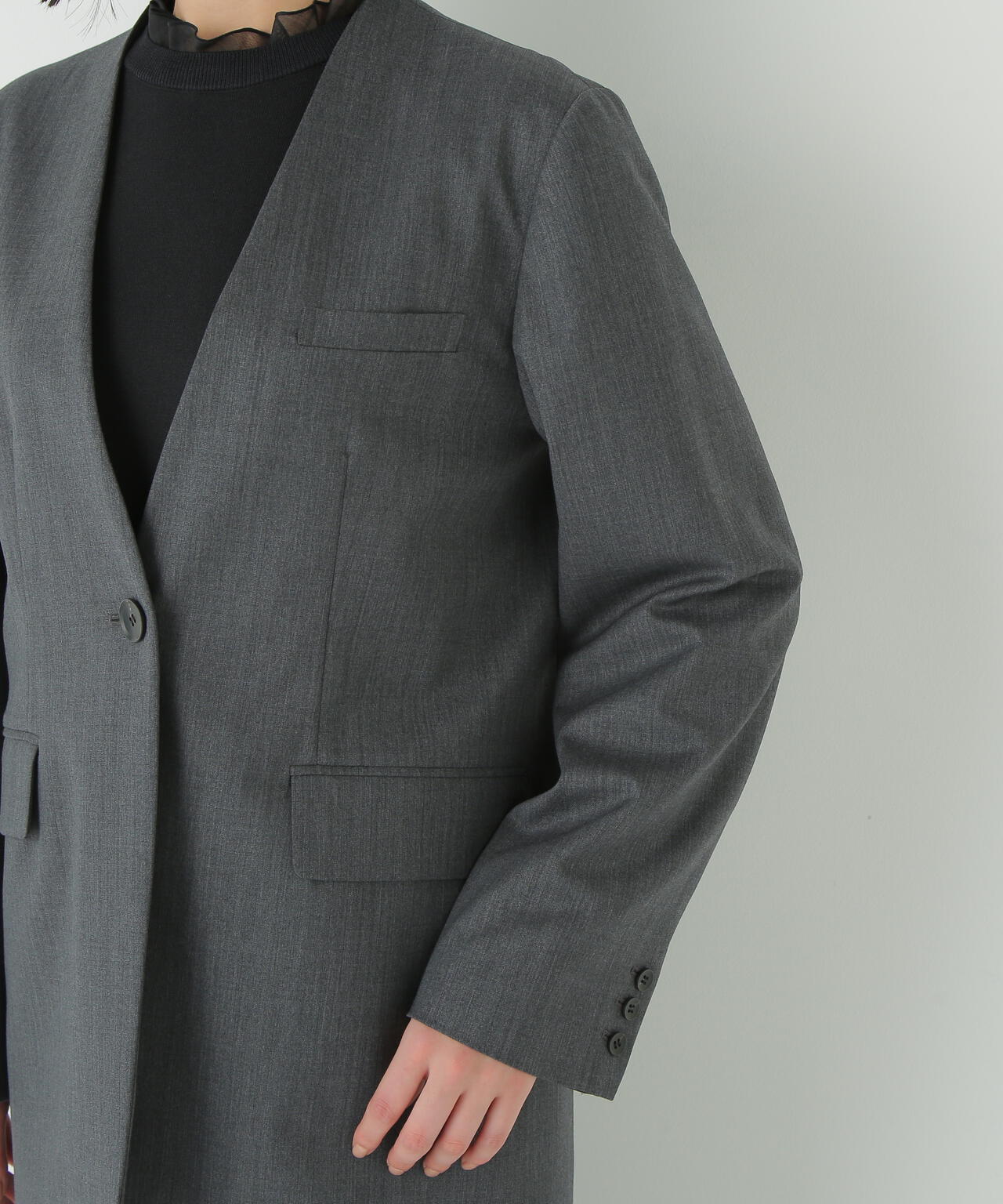 Vネックノーカラージャケット | human woman（ヒューマンウーマン