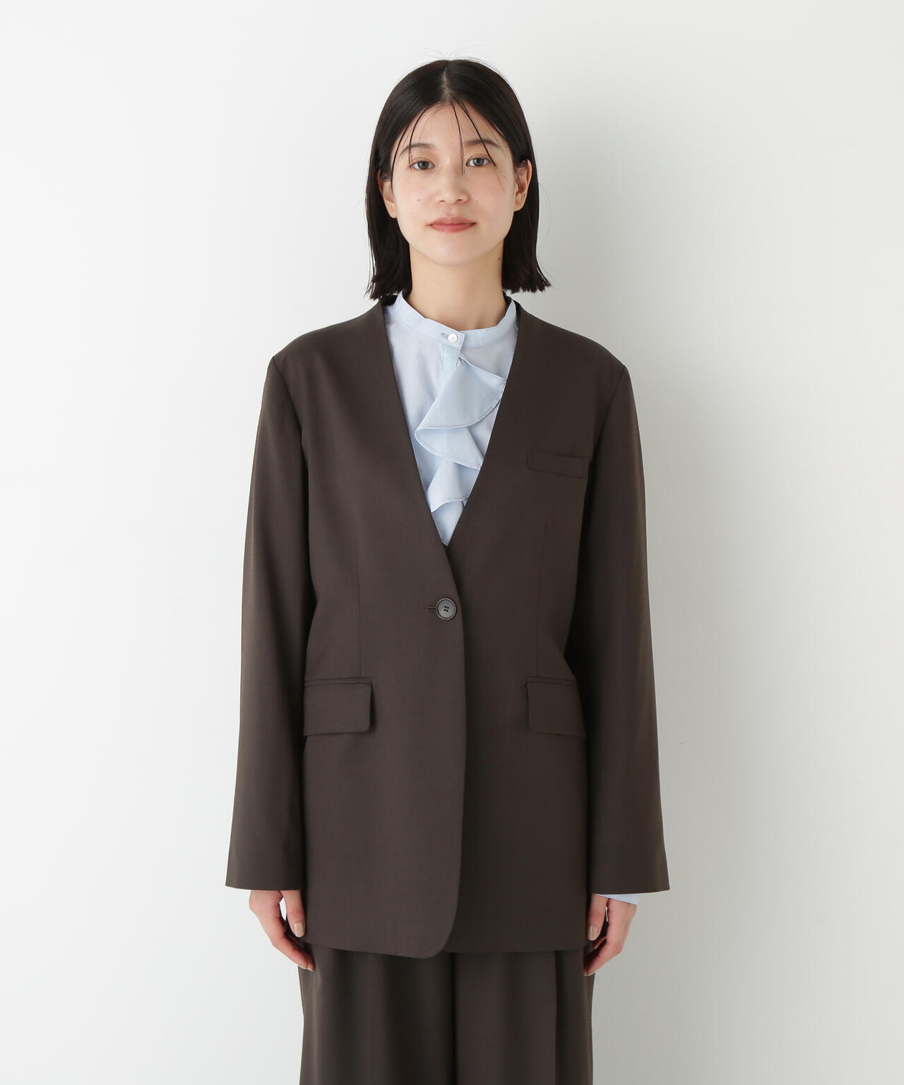 Vネックノーカラージャケット | human woman（ヒューマンウーマン