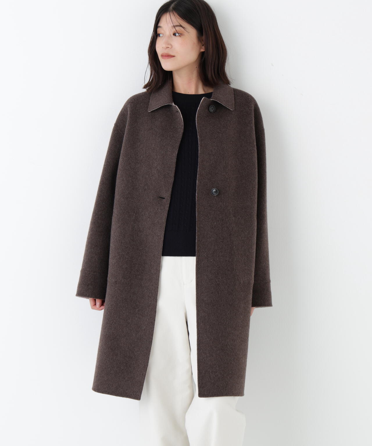 美品✨ミューニック　4.9万　スーパー100 ダブル　リバーコート　S 黒 リバーシブルステンカラーリバーコート | human woman