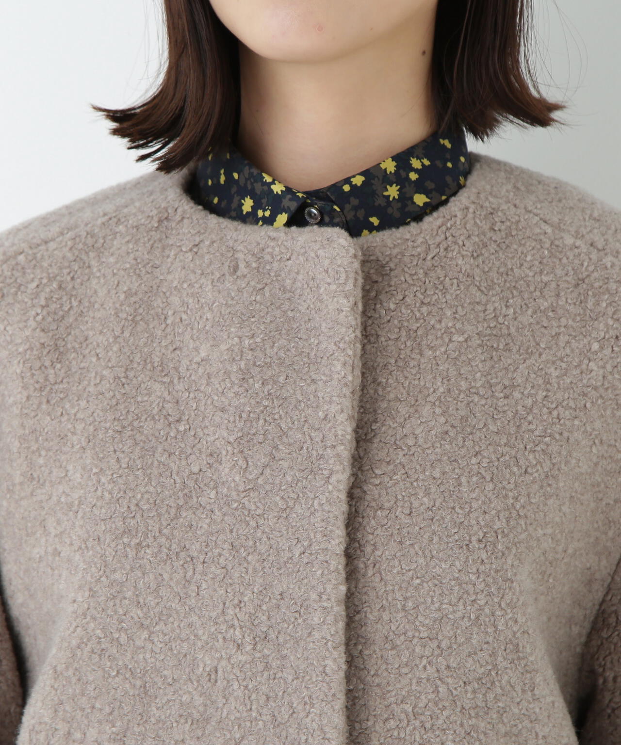 ボアノーカラーコート