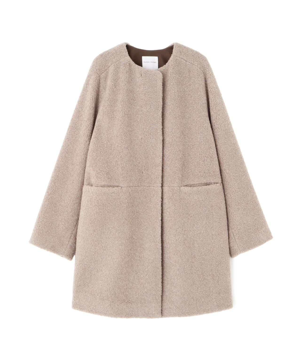 human womanコート 極美品 2023年 ヒューマンウーマン ノーカラー ボアノーカラーコート | human woman（ヒューマンウーマン） ｜【公式