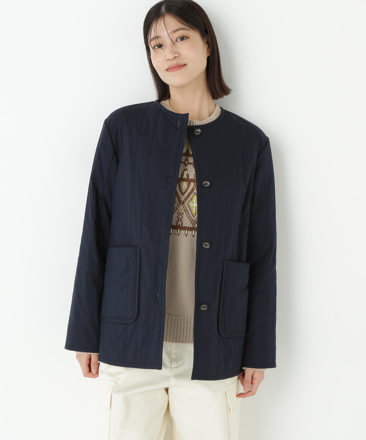 ヒューマンウーマン（human woman）/◆バーティカルキルティングノーカラージャケット バーティカルキルティングノーカラージャケット | human woman