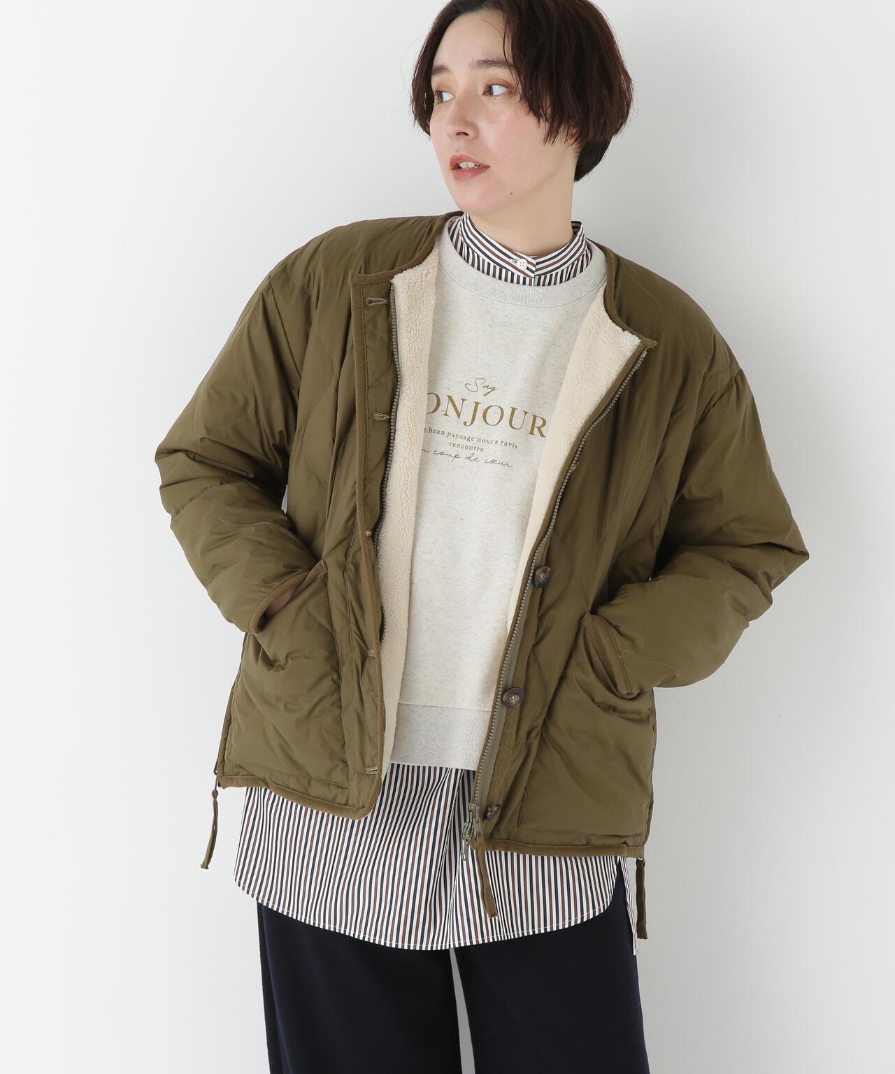 新品ギャラルダガランテTAIONコラボ リバーシブルボアダウンブルゾン ブラック ≪TAIONコラボ≫リバーシブルボアダウンブルゾン | human