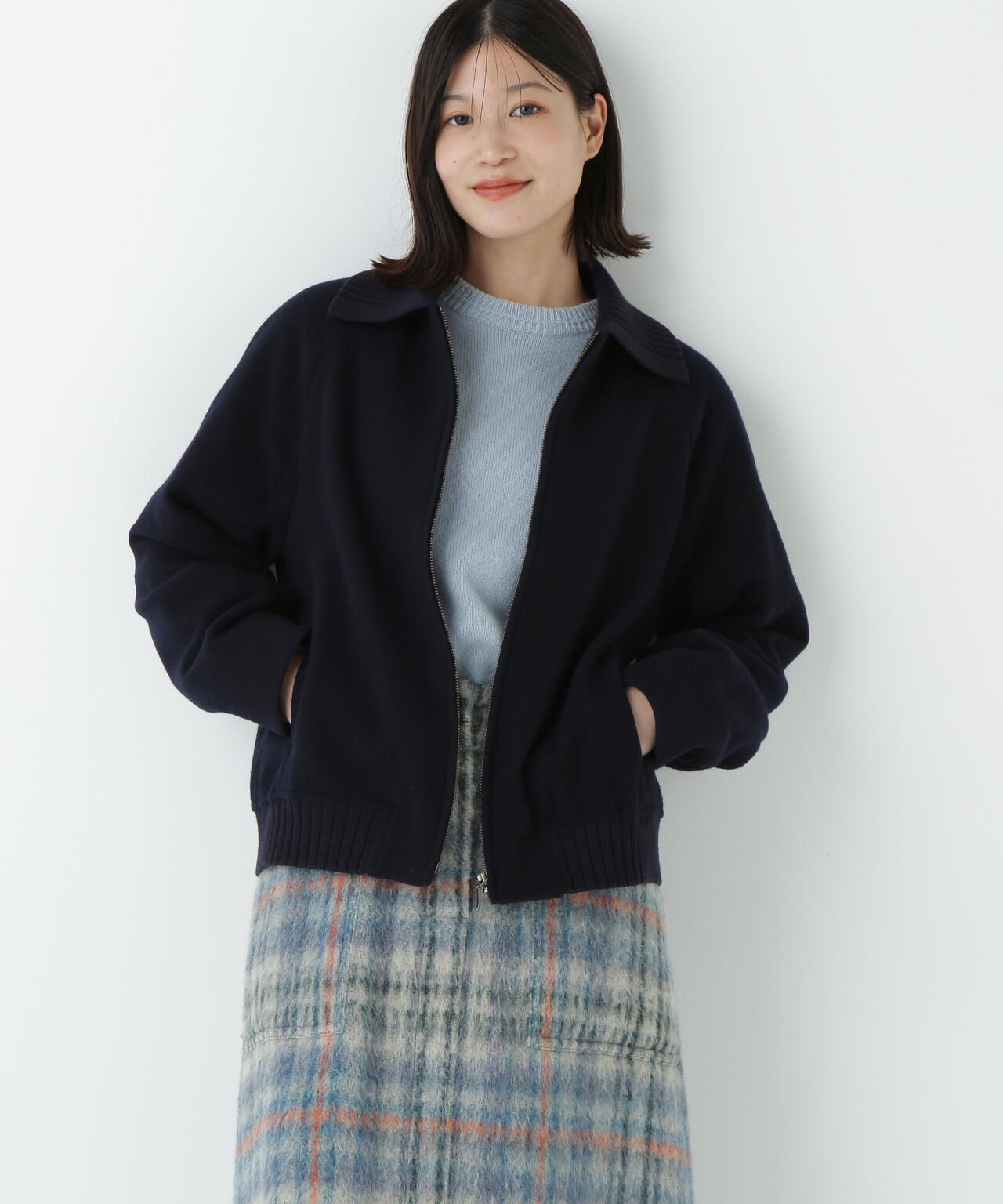 Ｗメルトンショートジップブルゾン