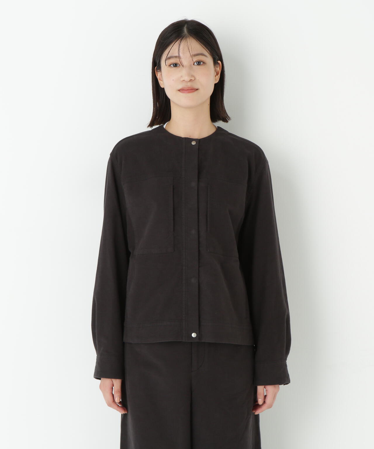 ストレッチエアリードットコードノーカラーブルゾン