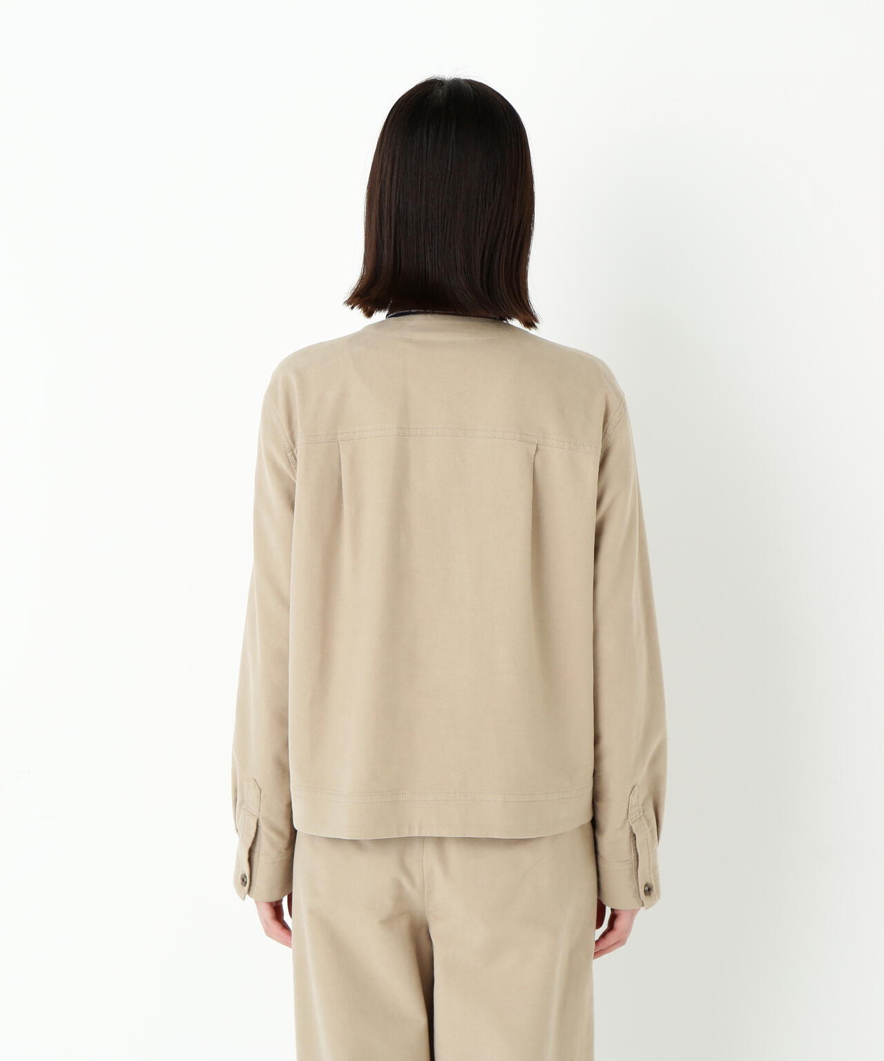 ストレッチエアリードットコードノーカラーブルゾン