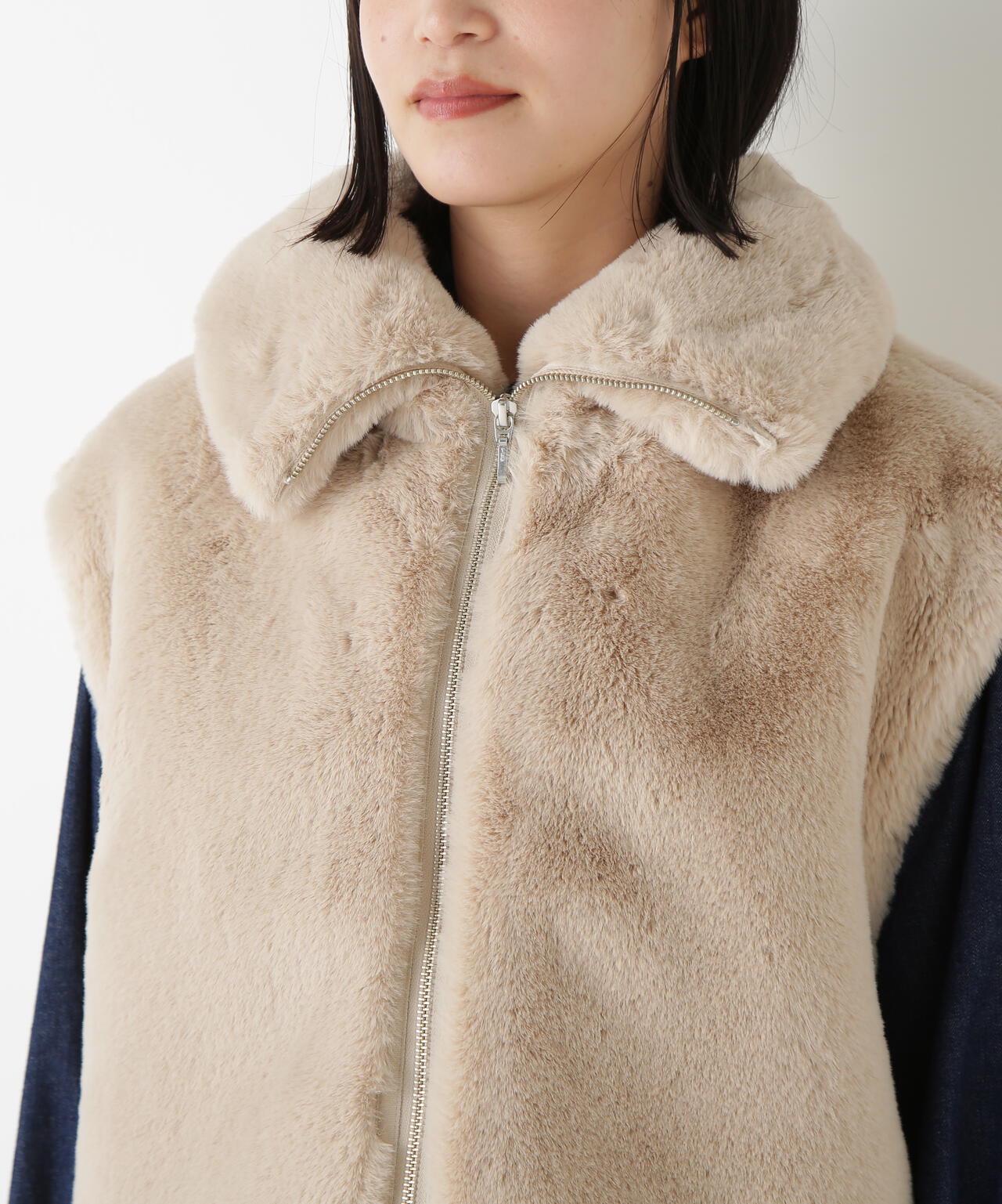 フェイクファーコクーンジレ