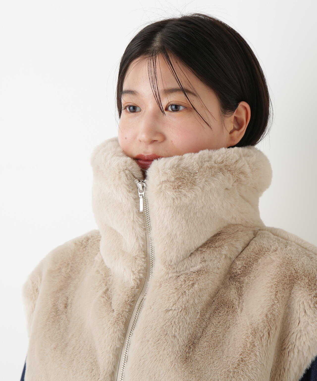 フェイクファーコクーンジレ