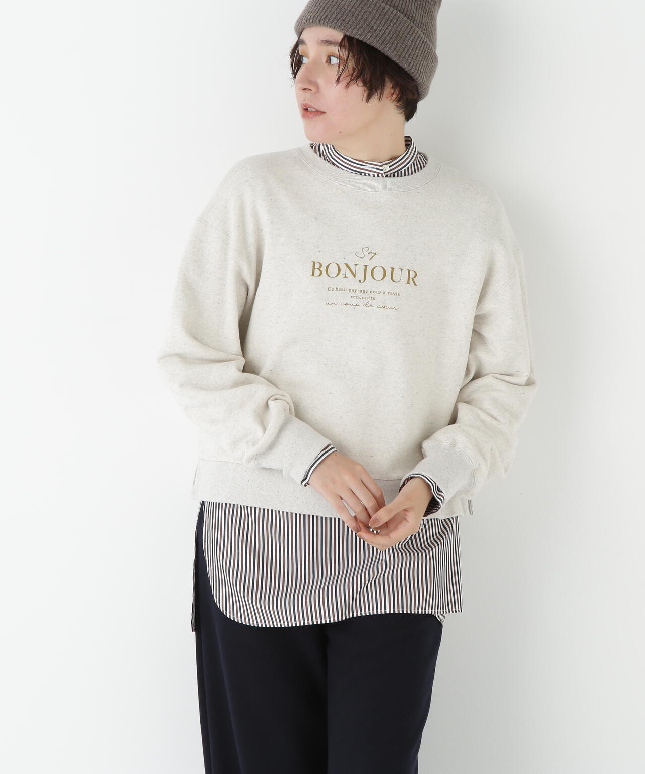 313 Tsukigasa様 プランテーション スウェット チュニック myke（ミーカ） デニム風スウェットチュニック【SALE/カジュアル