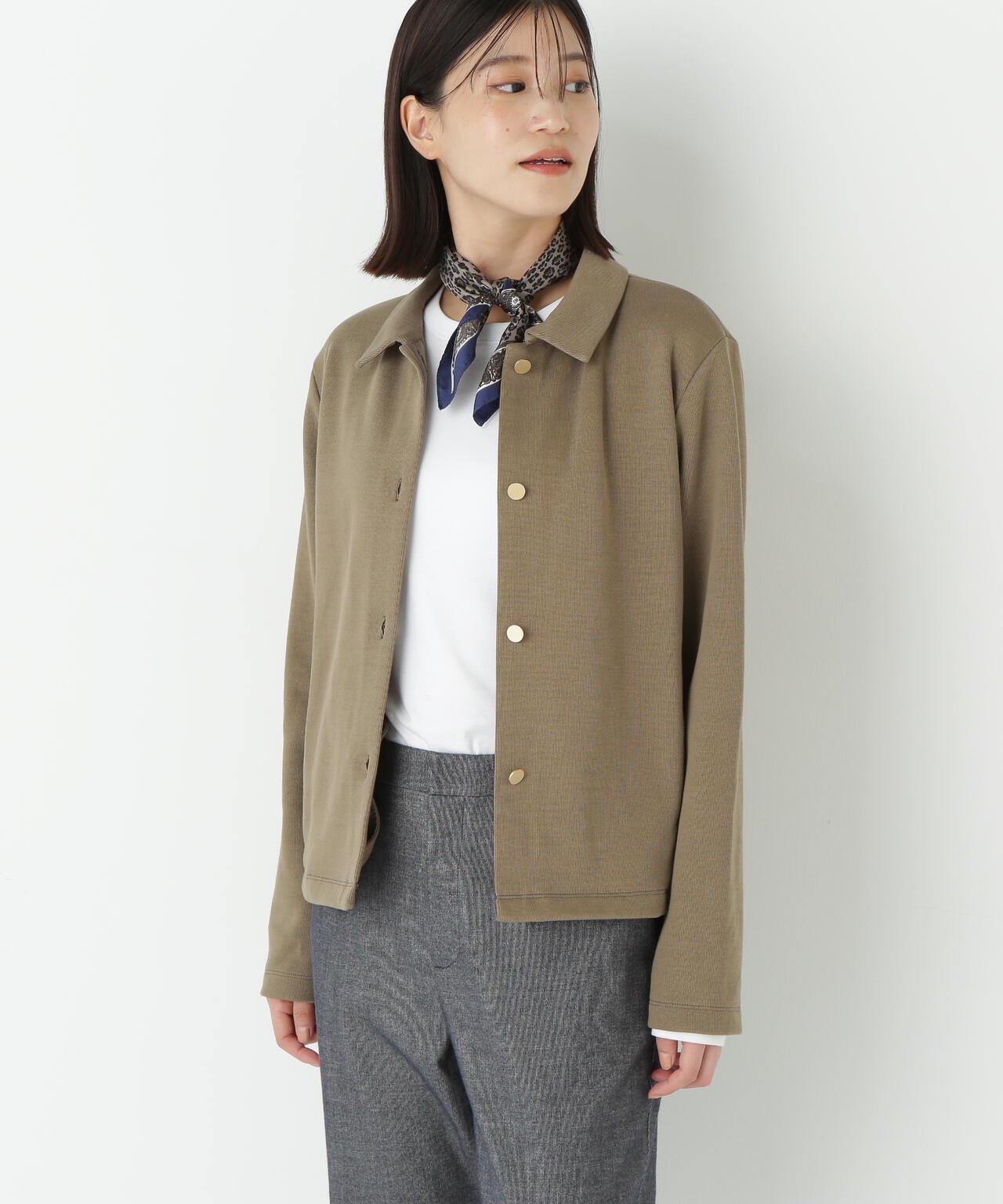 リブダンボールニットステンカラーカーディガン | human woman