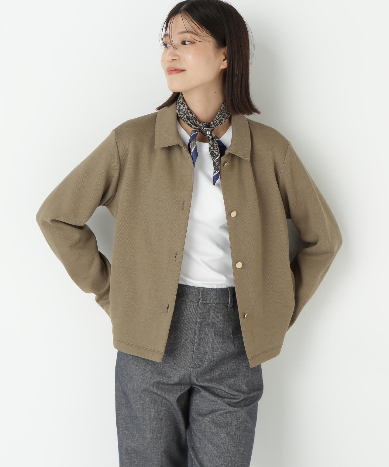 リブダンボールニットステンカラーカーディガン | human woman