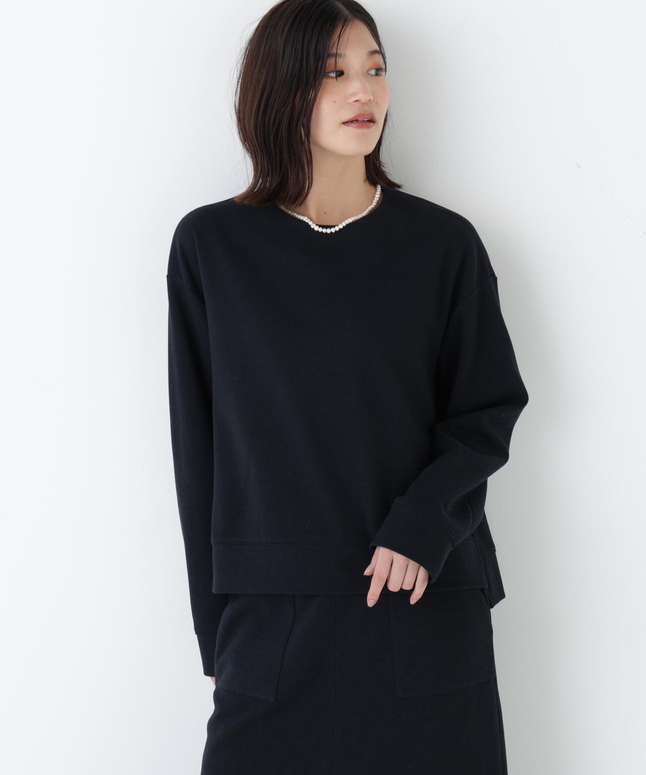 ≪洗える≫ニードルパンチクルーネックプルオーバー