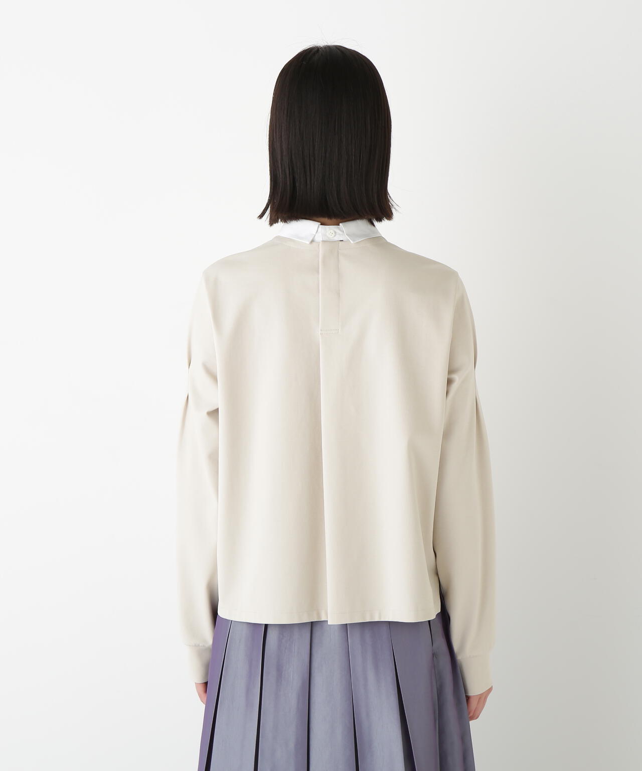 ストレッチポンチシャツカラードッキングプルオーバー