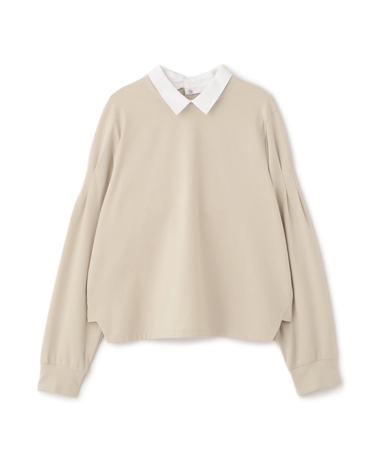 ストレッチポンチシャツカラードッキングプルオーバー