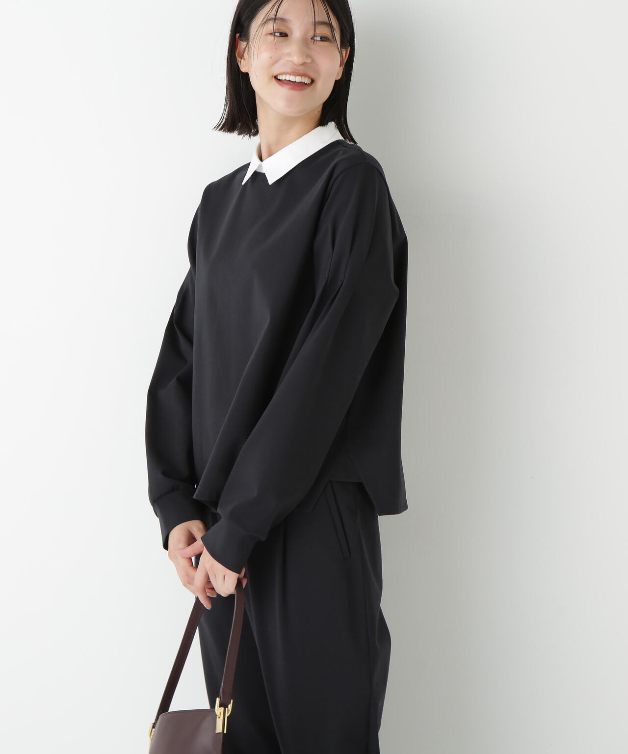 ストレッチポンチシャツカラードッキングプルオーバー | human woman ストレッチポンチシャツカラードッキングプルオーバー | human woman