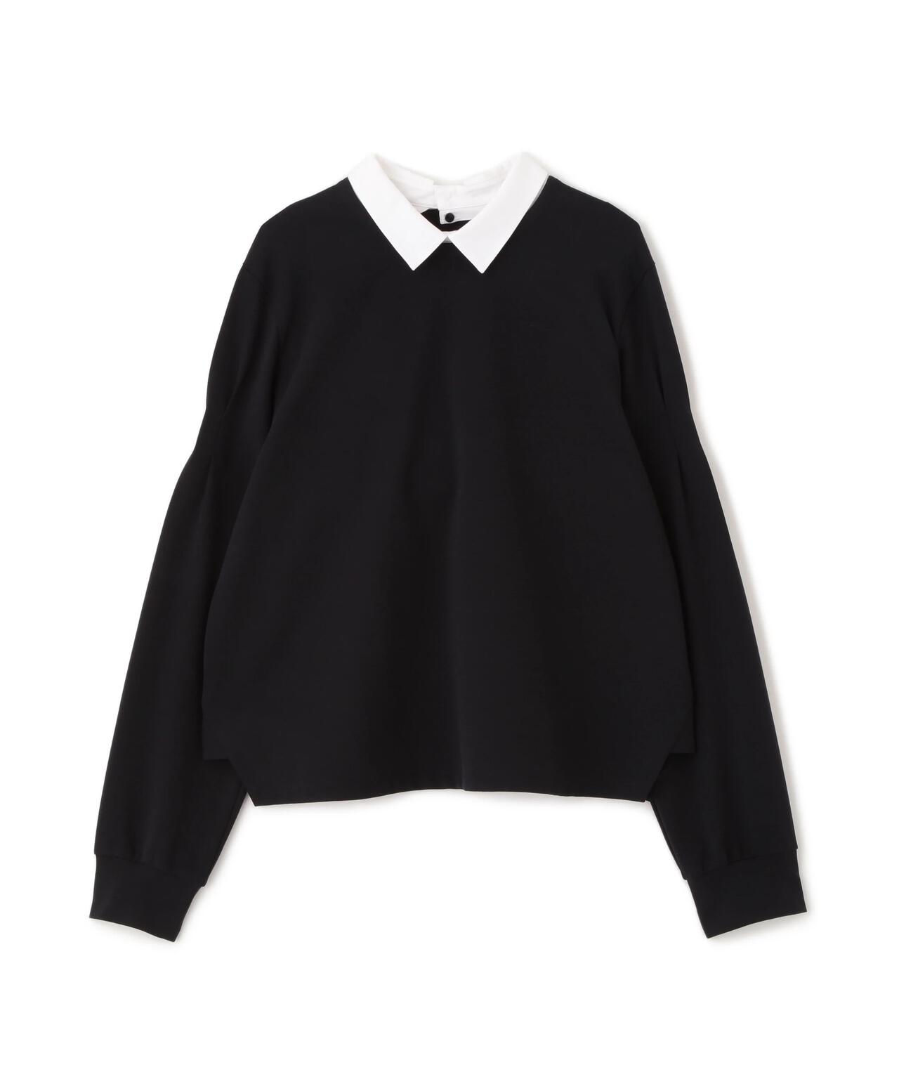 ストレッチポンチシャツカラードッキングプルオーバー