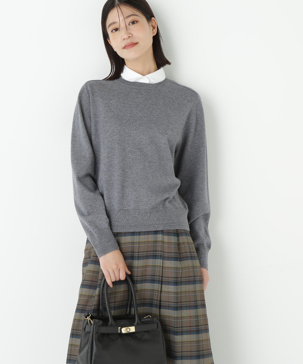 ウールコットンシャツカラーニット