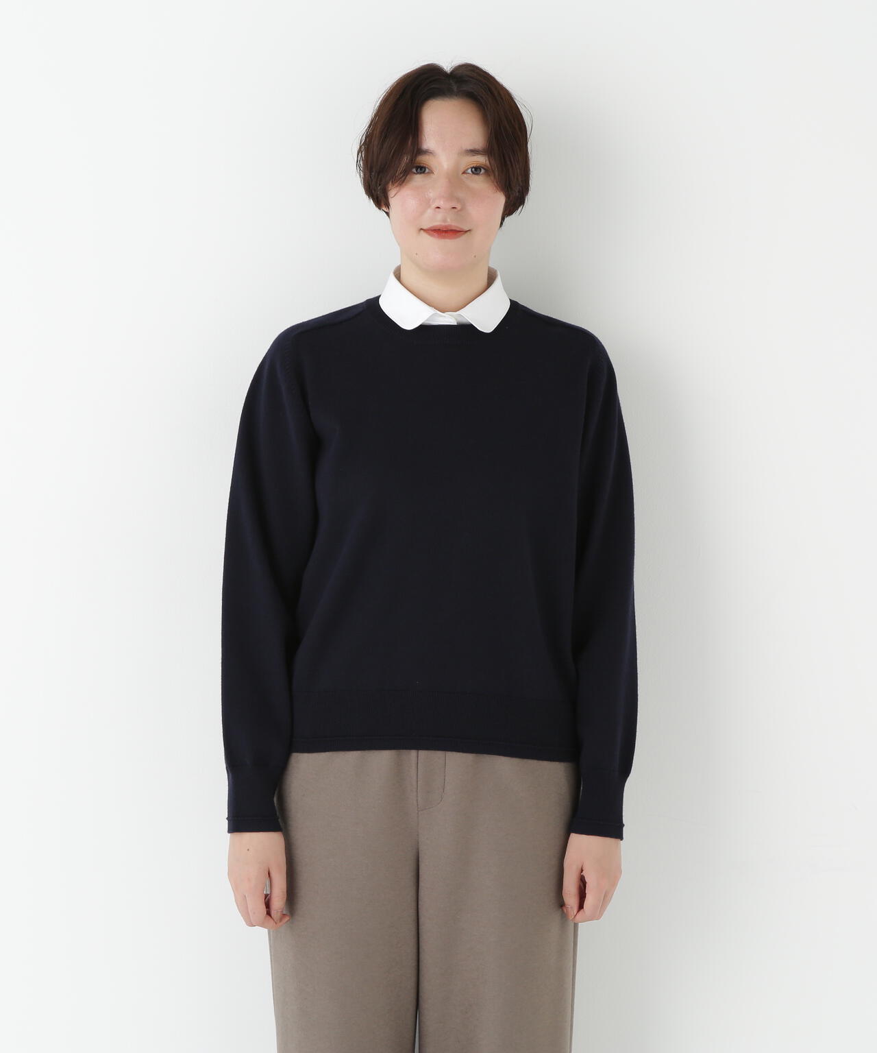 ウールコットンシャツカラーニット | human woman（ヒューマンウーマン