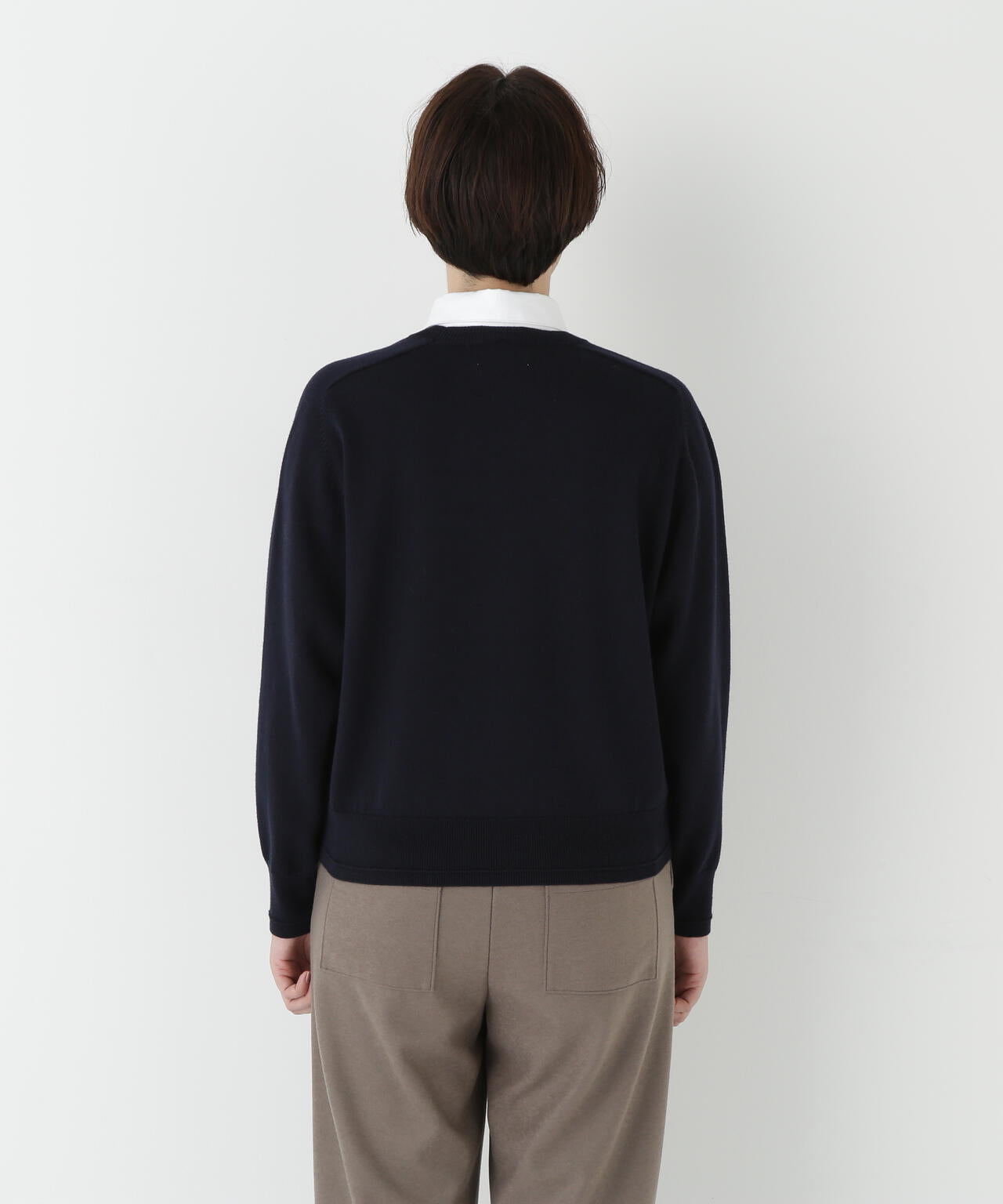 ウールコットンシャツカラーニット | human woman（ヒューマンウーマン